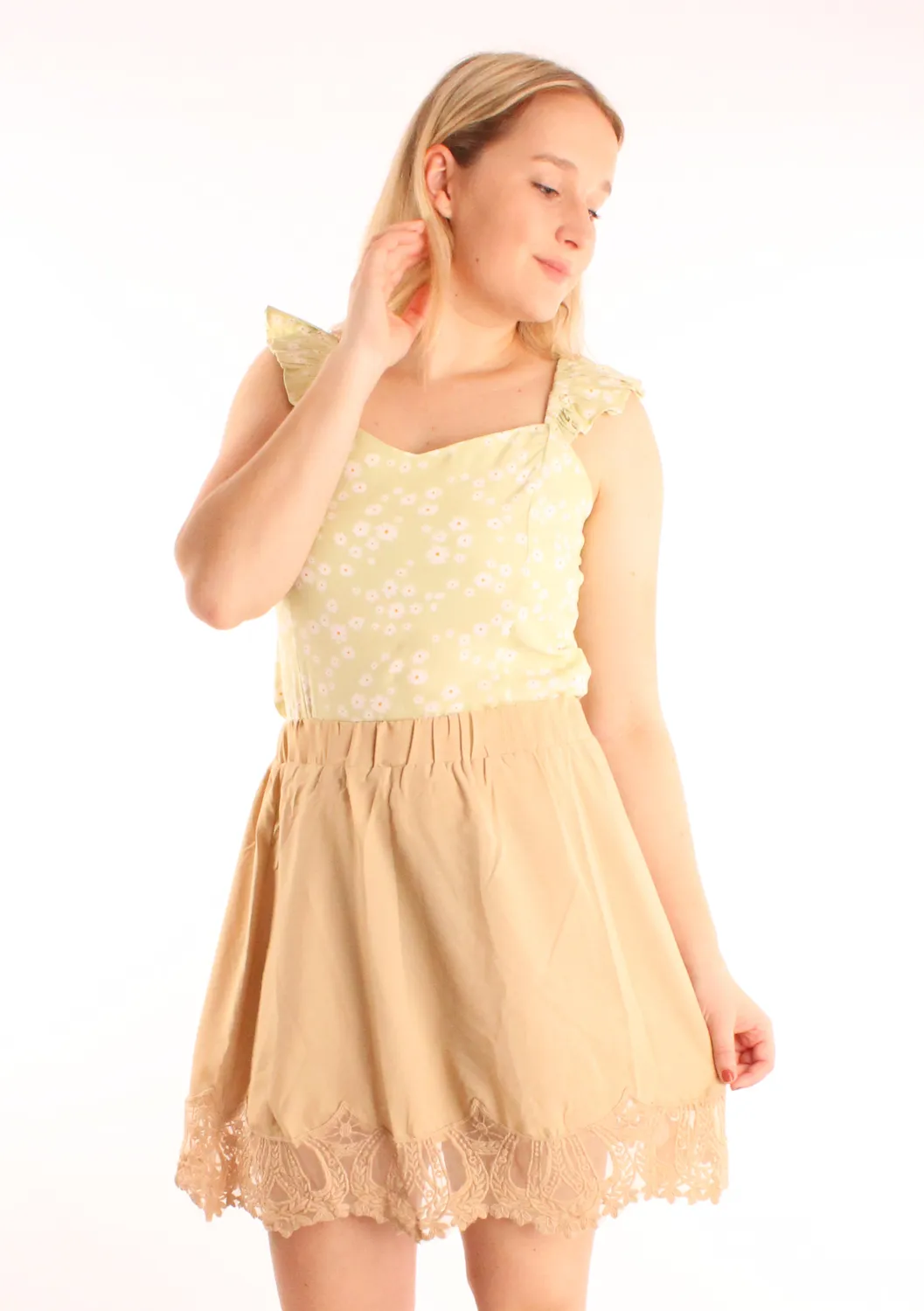 LOVEDRUNKY Bloemen top groen met smock