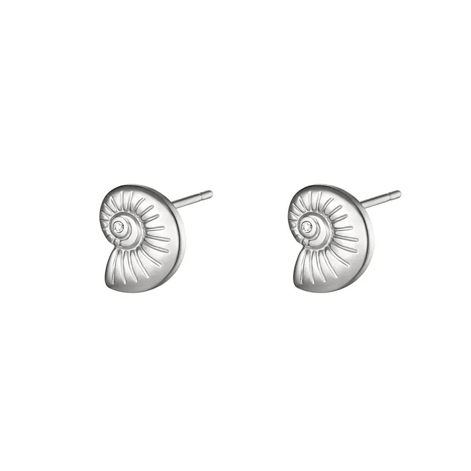 LOVEDRUNKY Twisted Shell oorbellen zilver schelp 1 cm