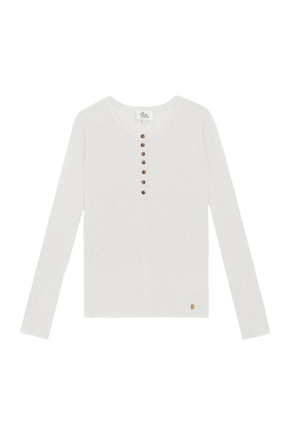 La Petite Etoile Malice trui ecru poloknopen