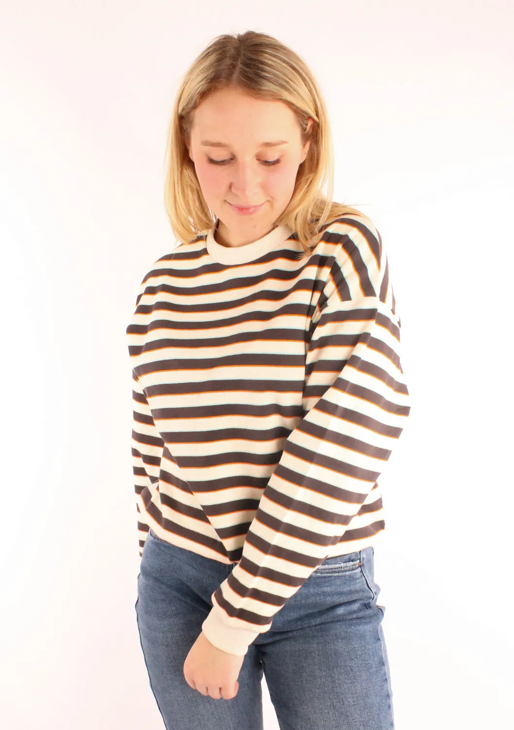 LOVEDRUNKY Gestreept creme trui boxy fit