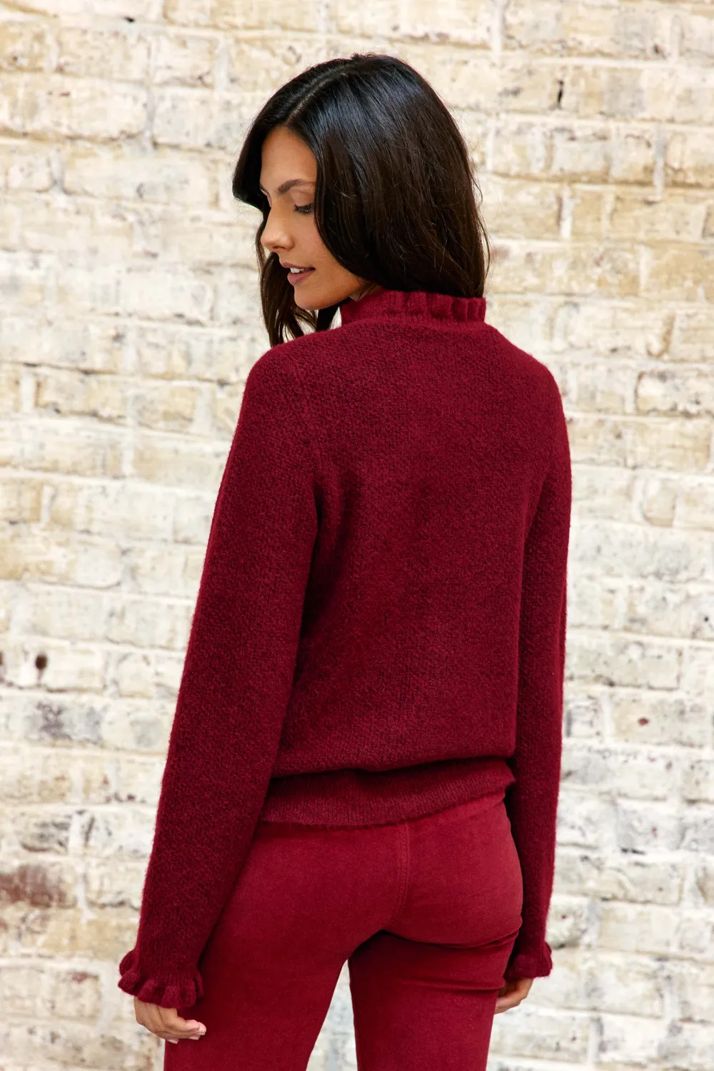 La Petite Etoile Mudya gilet brique honingraat met volant