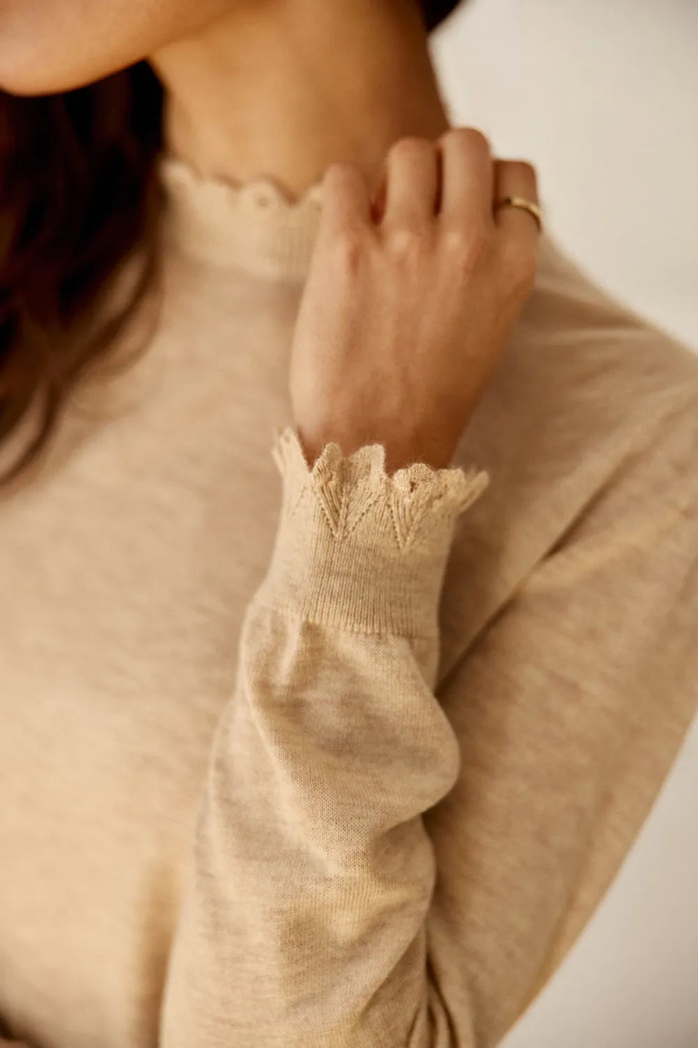 La Petite Etoile Solfe trui beige rechte pasvorm