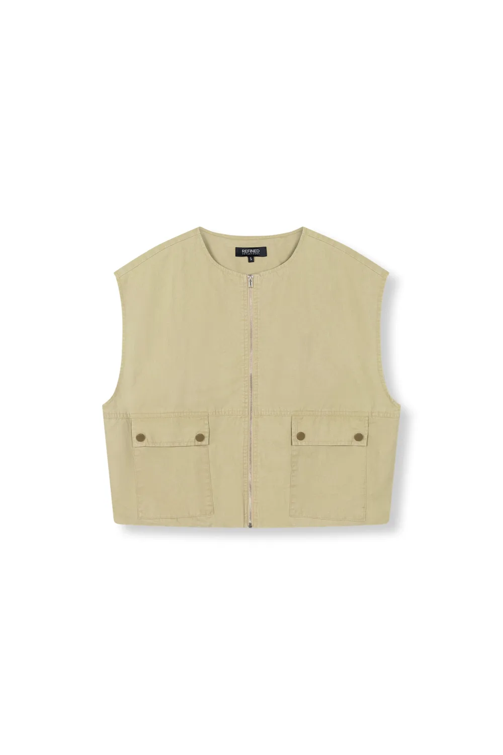 Amiek Noa cargo gilet sand katoen