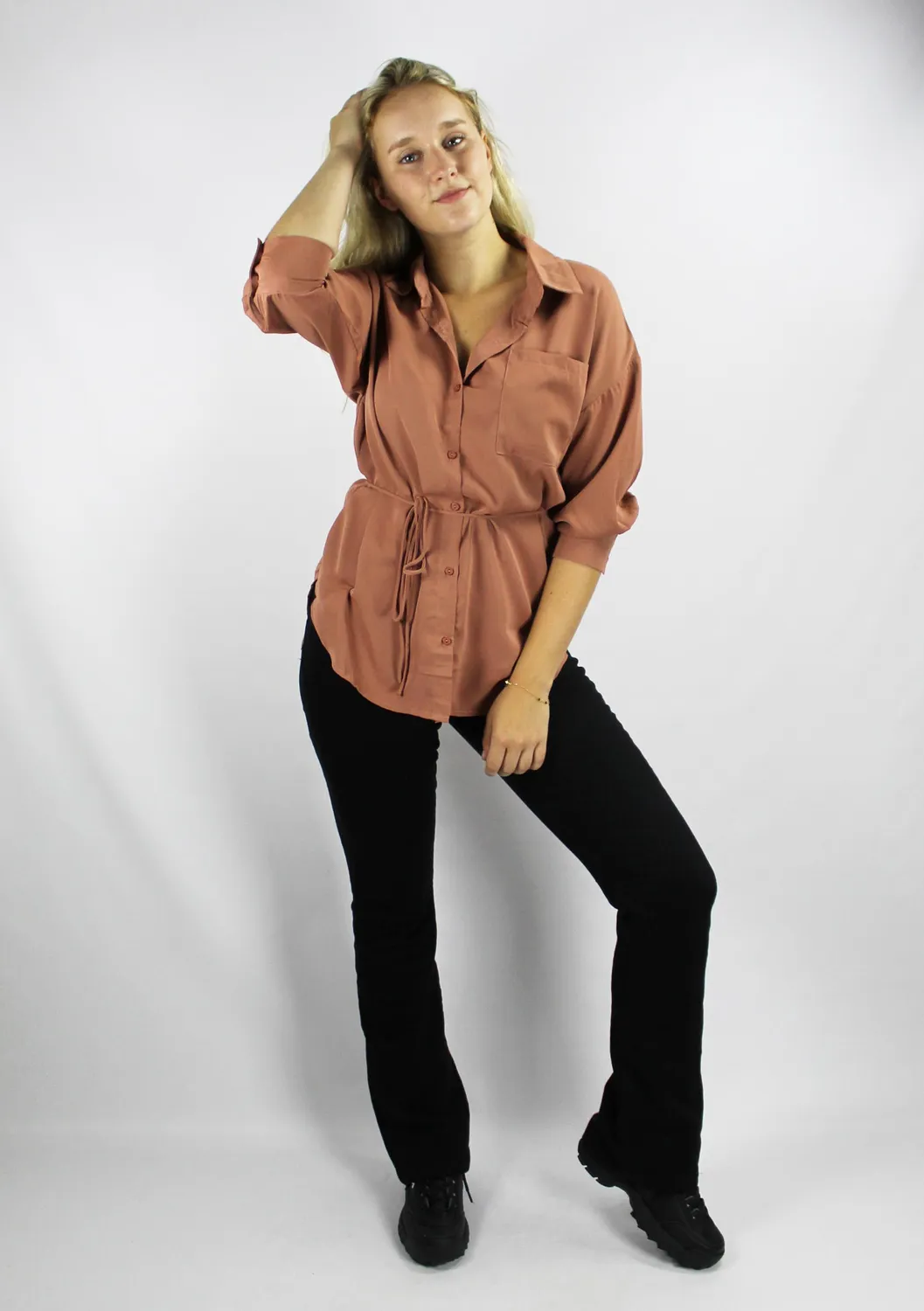 LOVEDRUNKY Blouse Brique blouse brique driekwart mouw