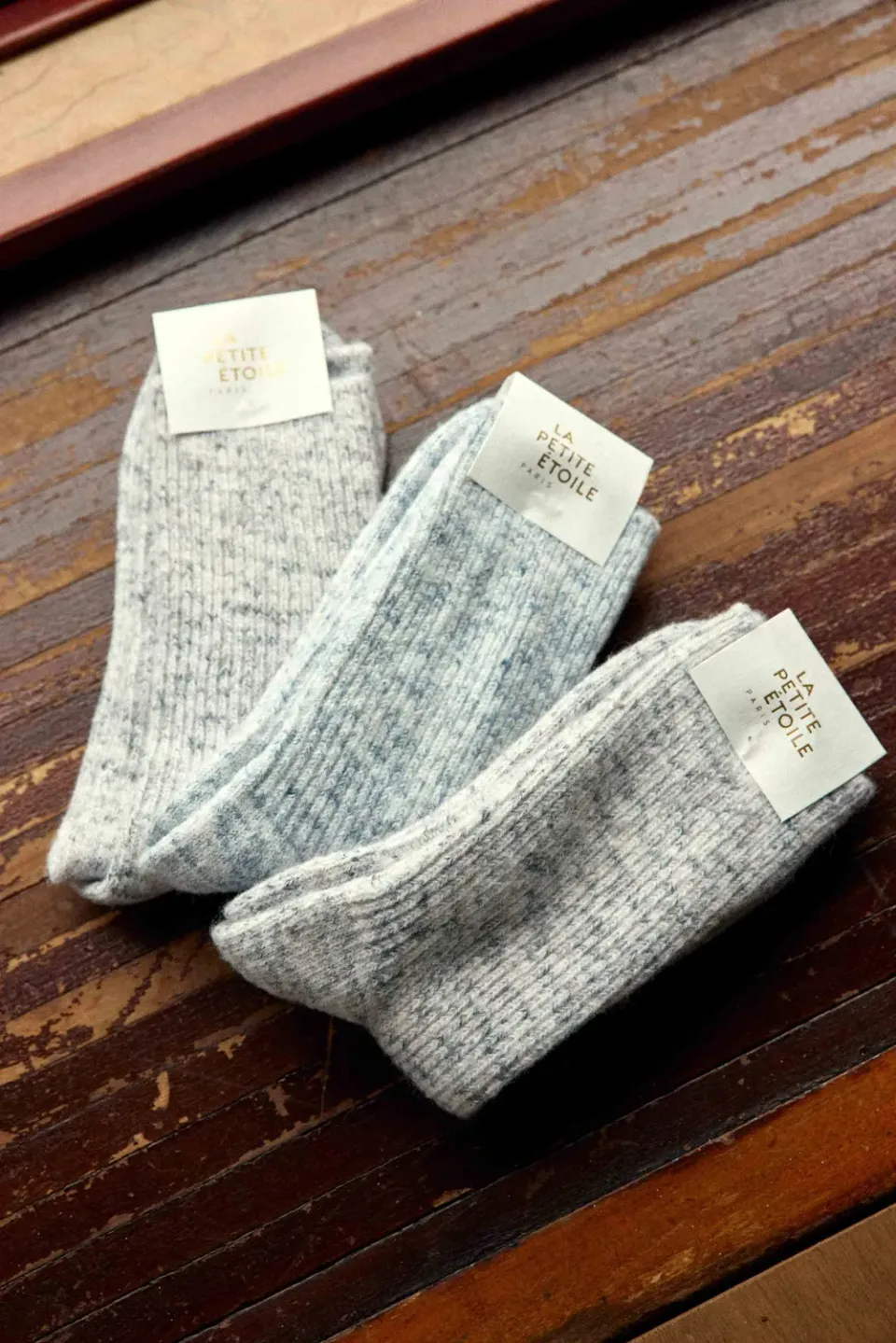 La Petite Etoile Anouk sokken set mix 3 paar grijs blauw