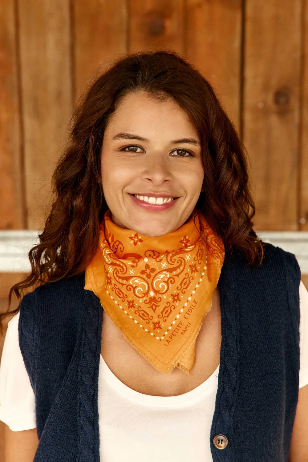 La Petite Etoile Alexia sjaal bandana oranje katoen