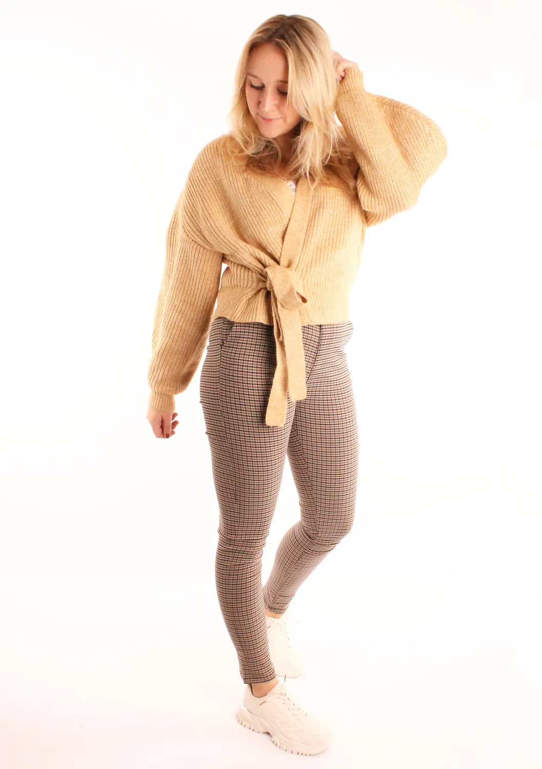 LOVEDRUNKY Wikkelvest vest beige strik one size