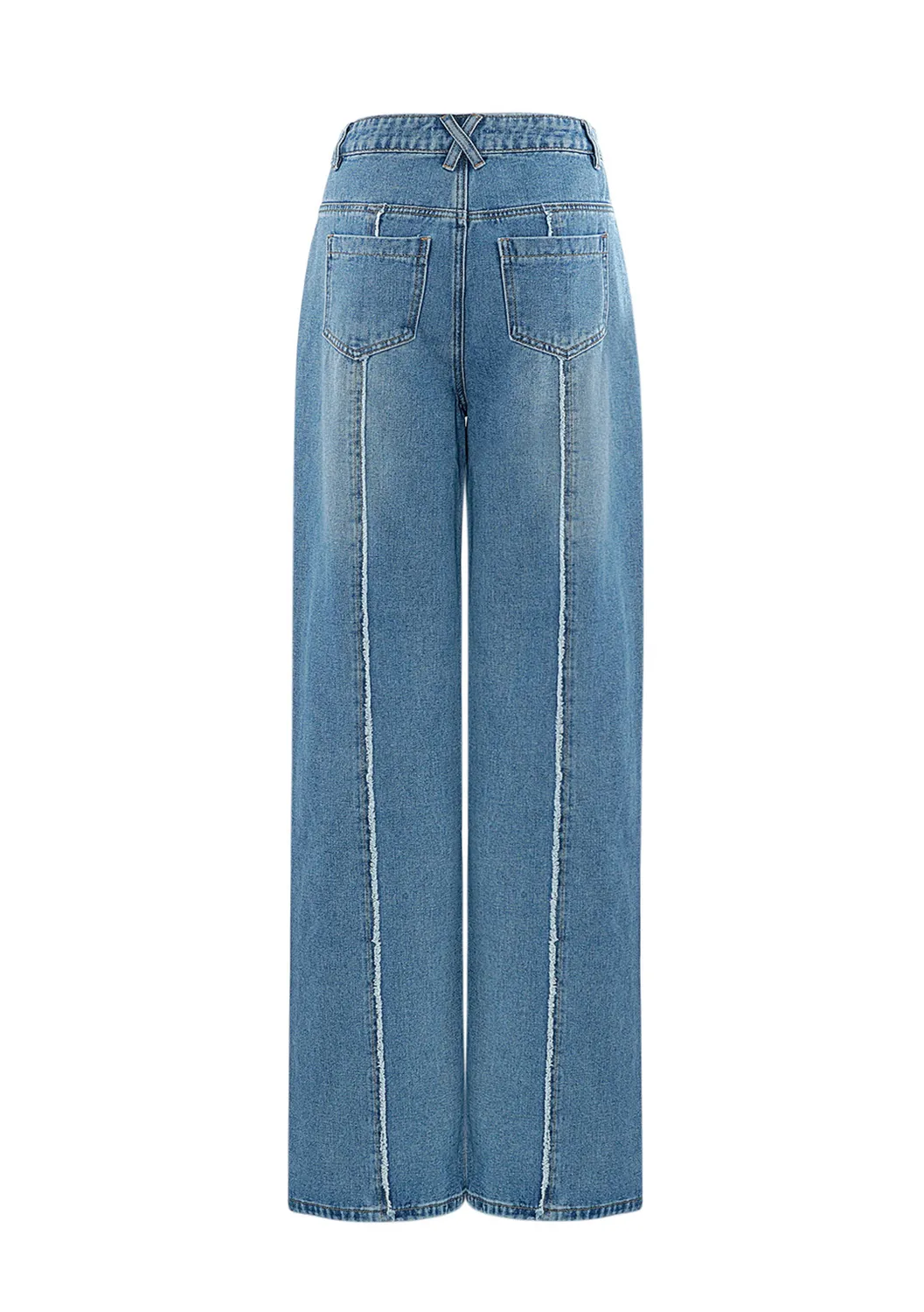 LOVEDRUNKY Wide Leg Raw jeans blauw high waist