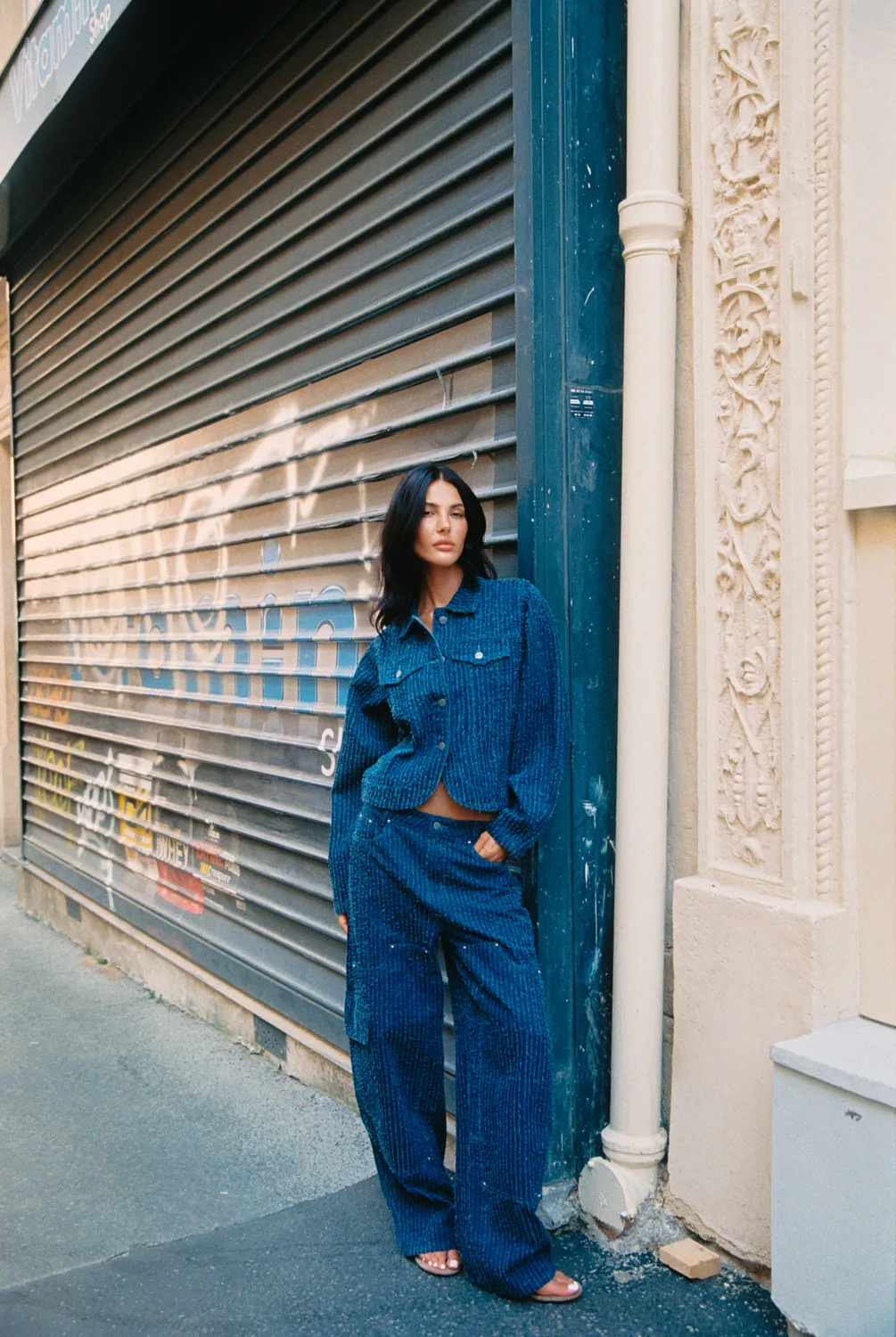Amiek Ayla spijkerjas blue denim ballonmouw