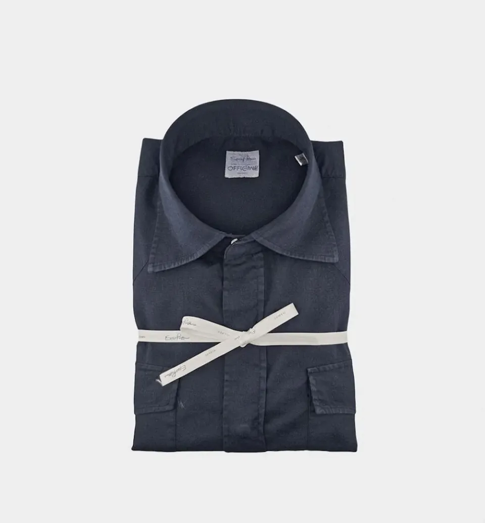 Officine Napoli Pisano Luca overhemd navy katoen