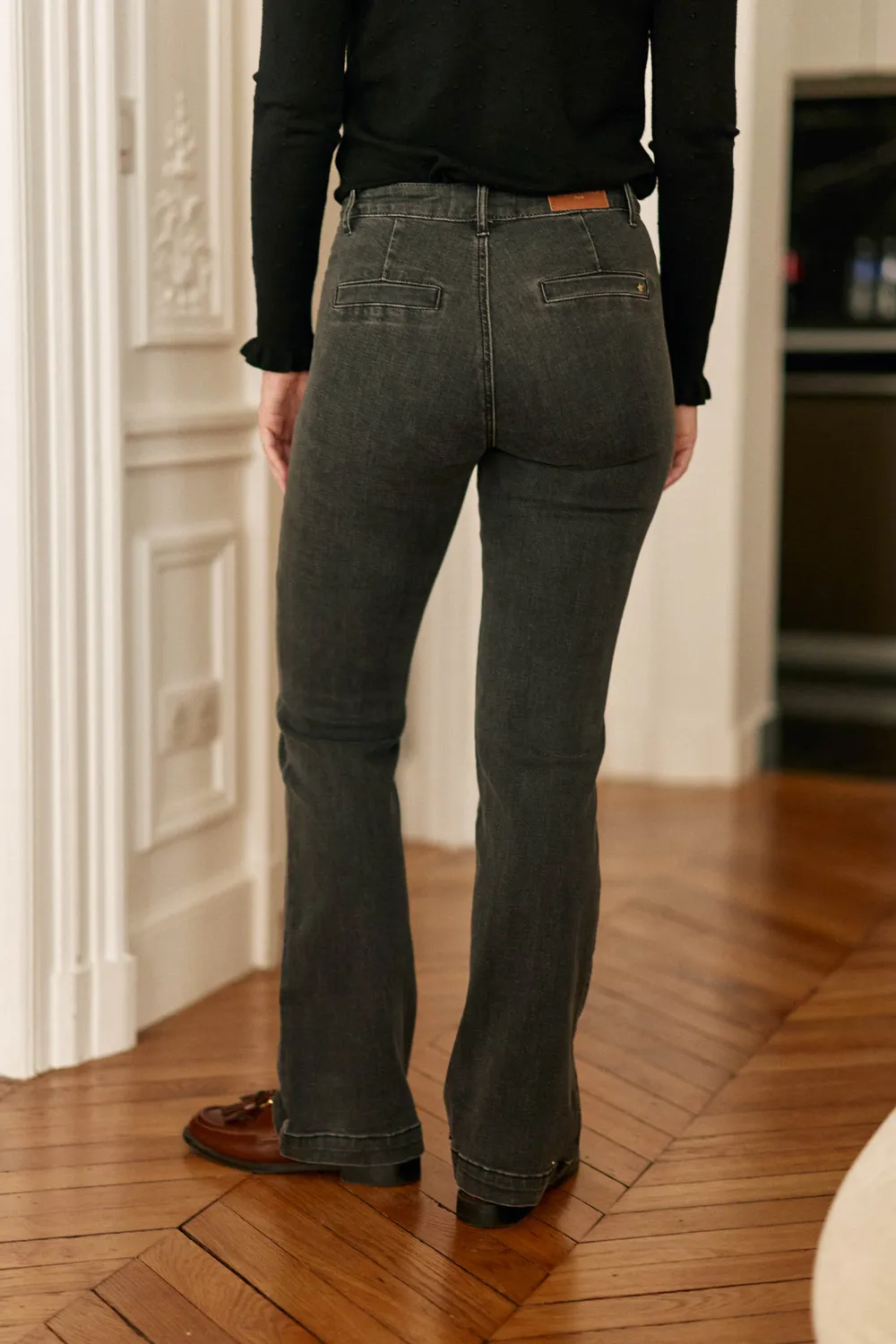 La Petite Etoile Sonny jeans grijs flare hoge taille