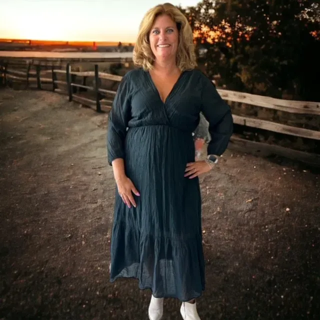 Fashion Trends katoenen maxi dress zwart dames lang