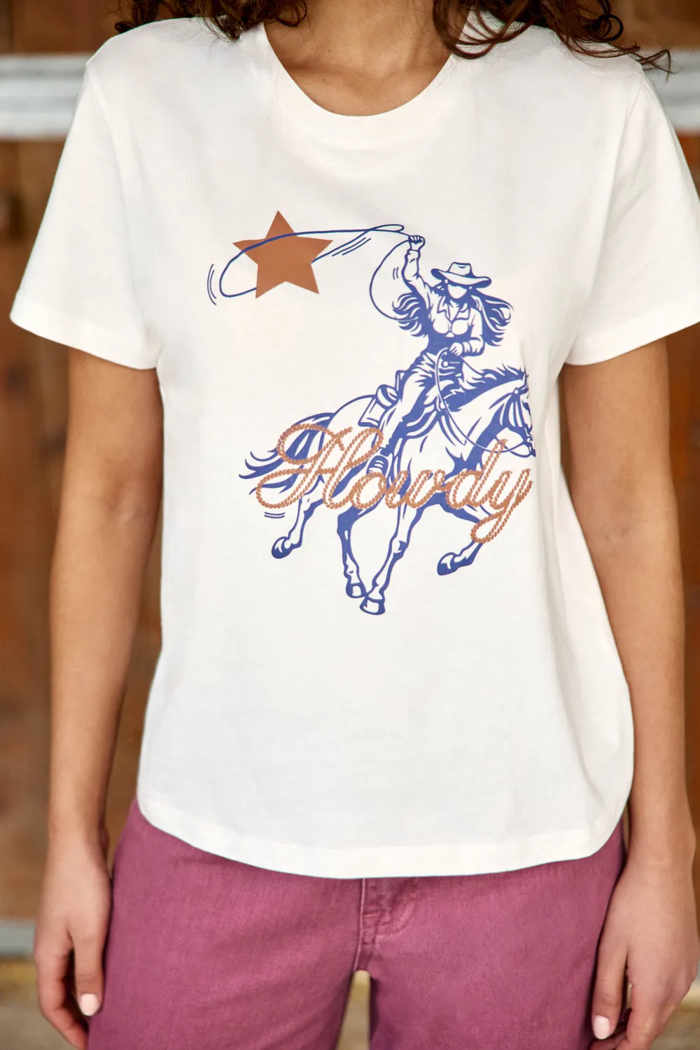 La Petite Etoile Towdy T-shirt ecru print katoen