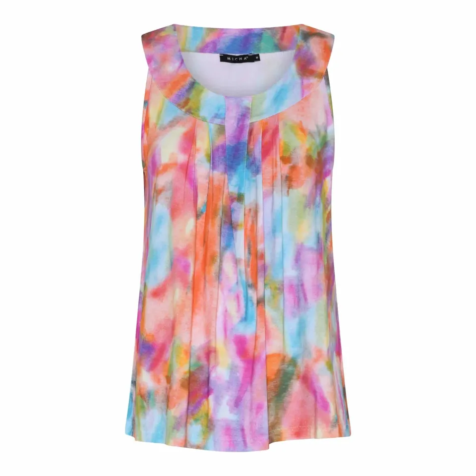 Micha top gesmokt mouwloos multicolor viscose