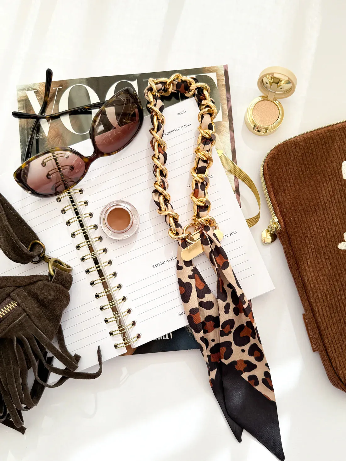 Amiek Leopard telefoonkoord bagcharm panterprint 3-in-1