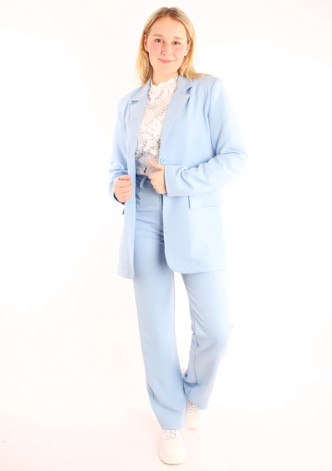 LOVEDRUNKY Riley pantalon blauw straight hoge taille