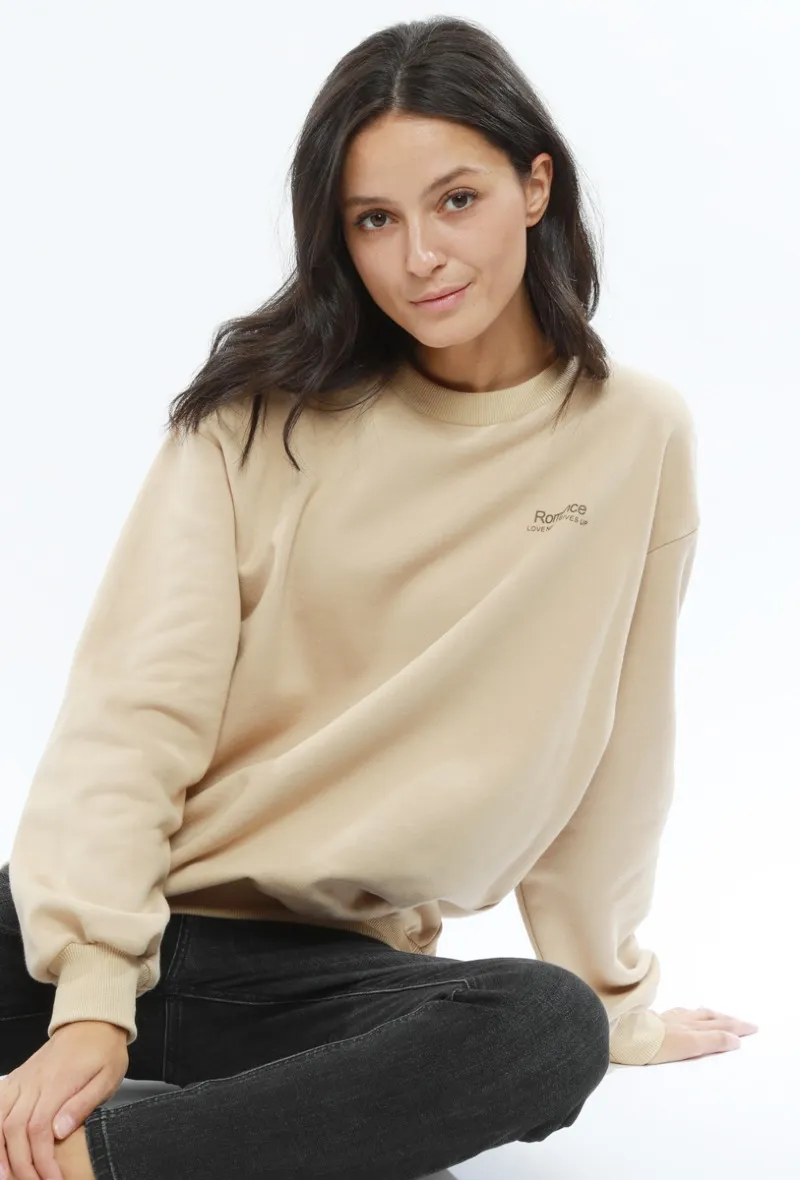 LOVEDRUNKY Romance sweater beige oversized fleece