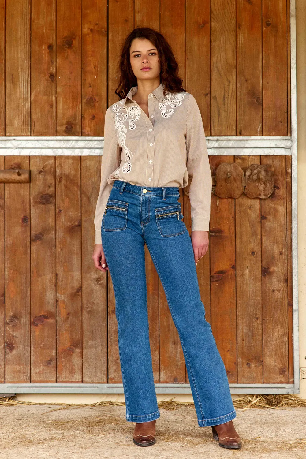 La Petite Etoile Sonnyo jeans flare double wash
