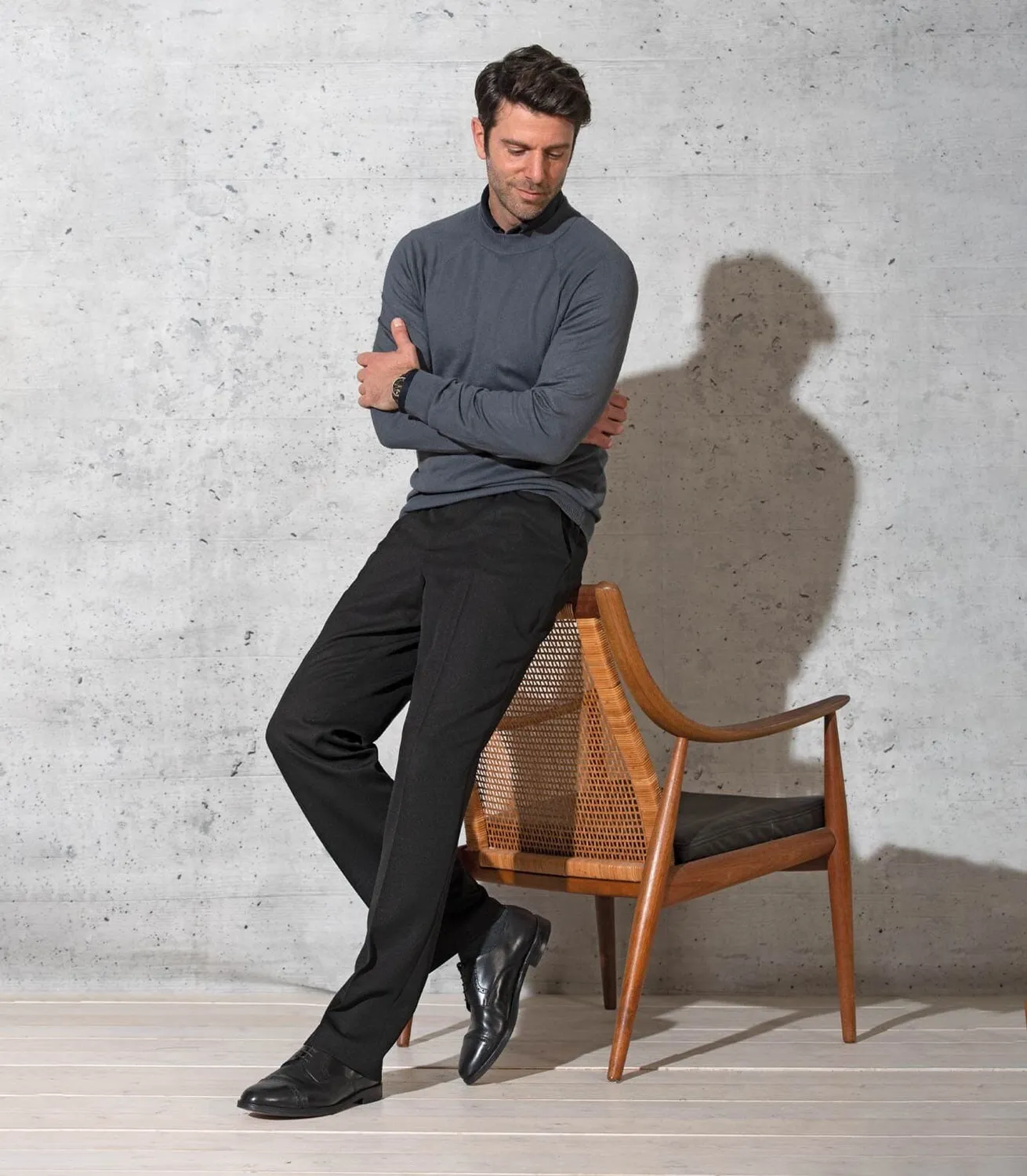 Luigi Morini Amberg herenpantalon zwart polyester