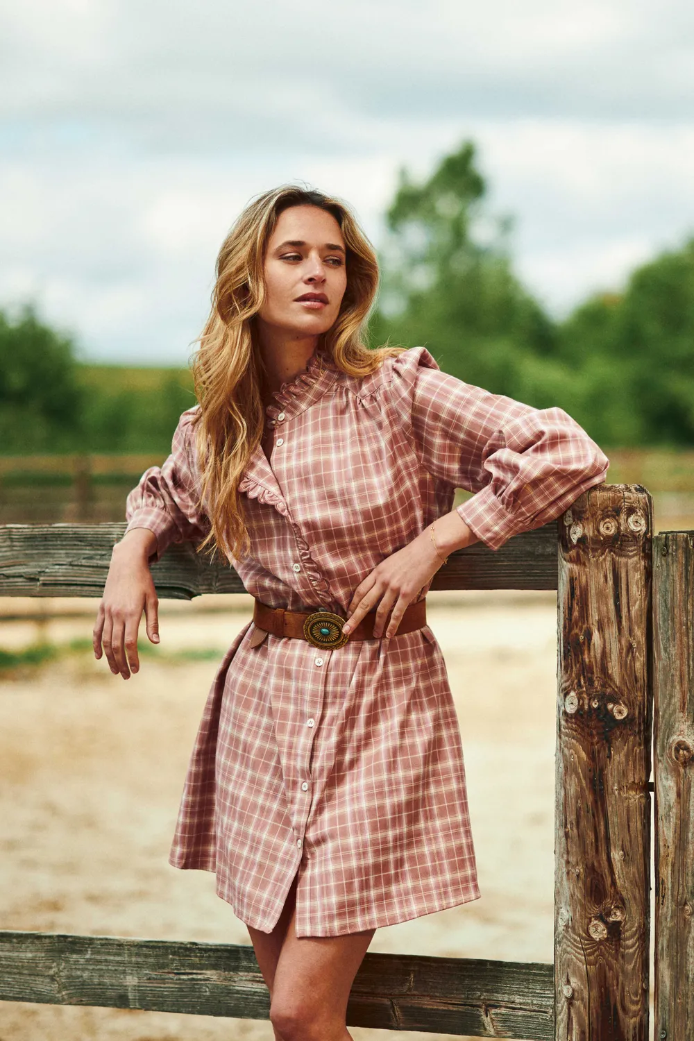 La Petite Etoile Raquel jurk roze ruitjes korte mouw