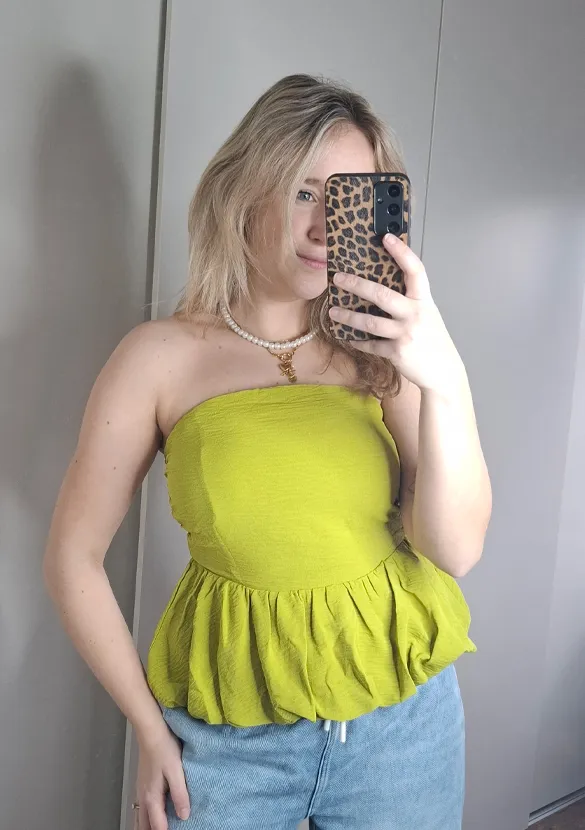 LOVEDRUNKY Summer top pistachegroen strapless