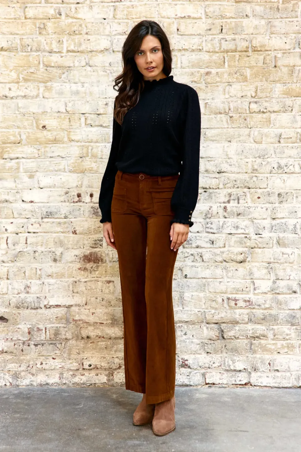 La Petite Etoile Sonny flared broek camel fluweel