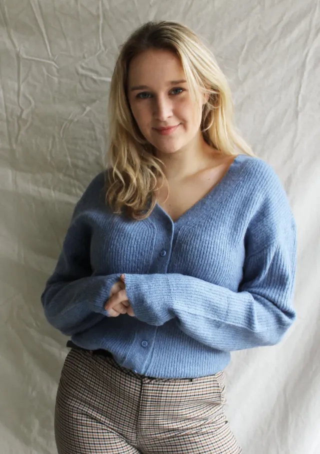 LOVEDRUNKY Knit vest blauw V-hals knopen