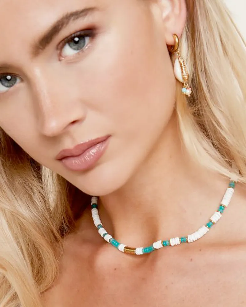 LOVEDRUNKY Beach ketting wit blauw schelp