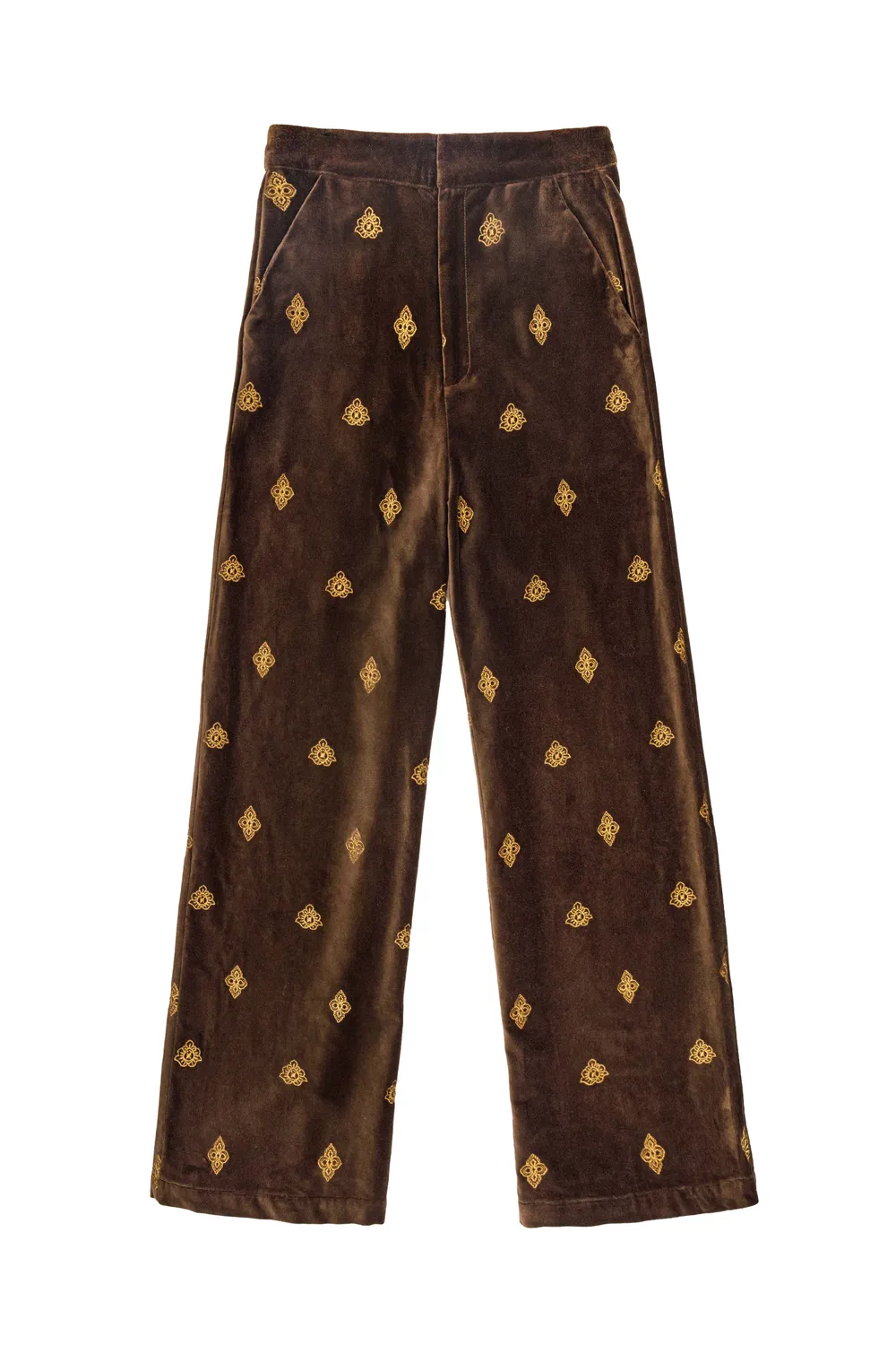 La Petite Etoile Phelia broek bruin geborduurd fluweel