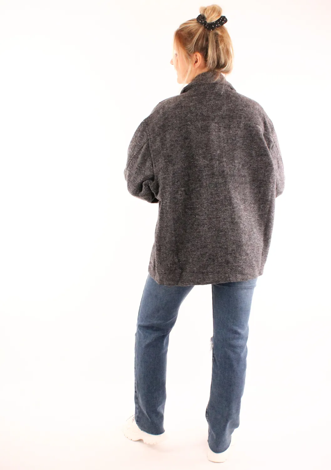 LOVEDRUNKY Visgraat Jack jasje zwart oversized