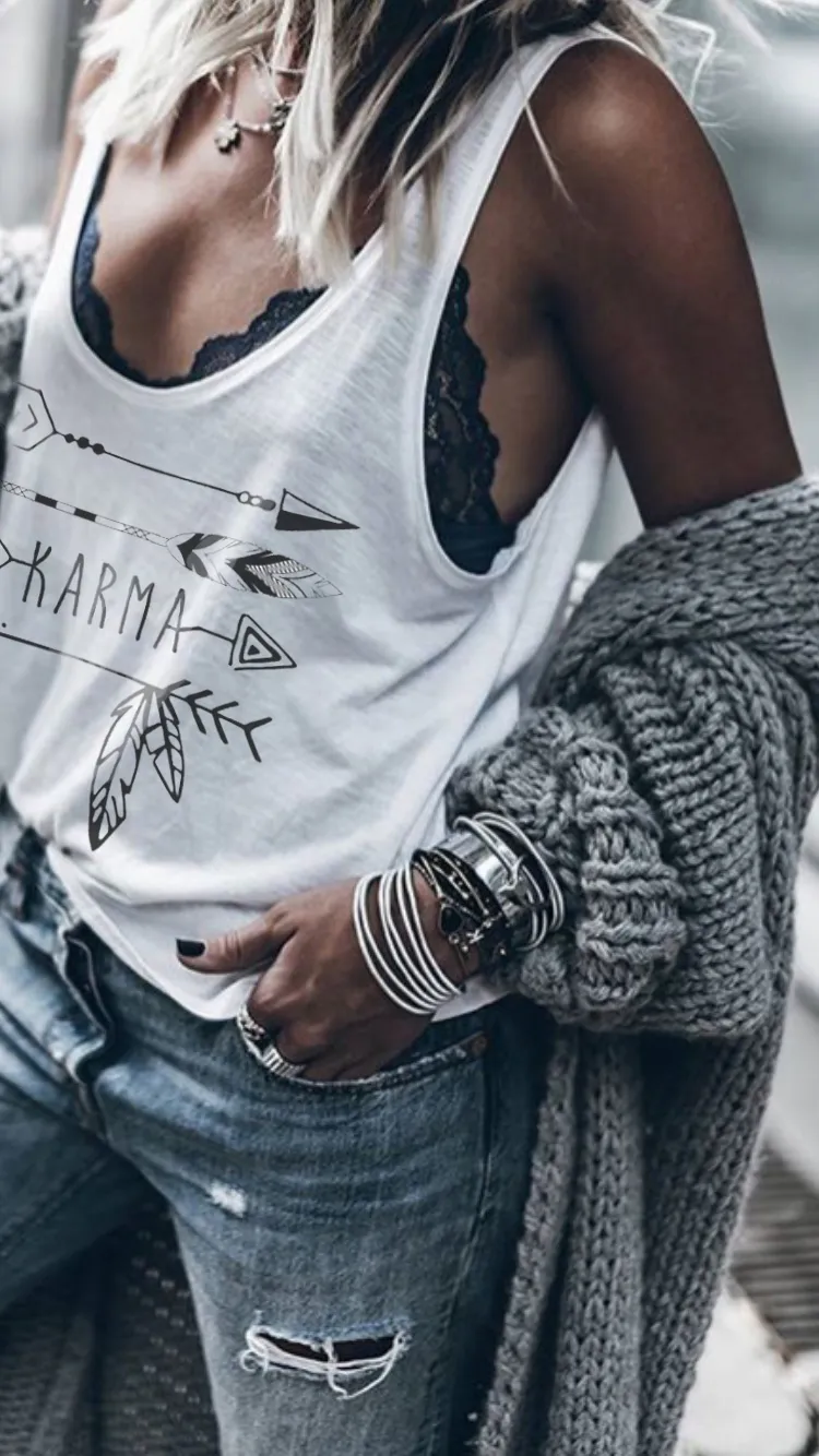 LOVEDRUNKY Karma High Low tanktop wit biologisch