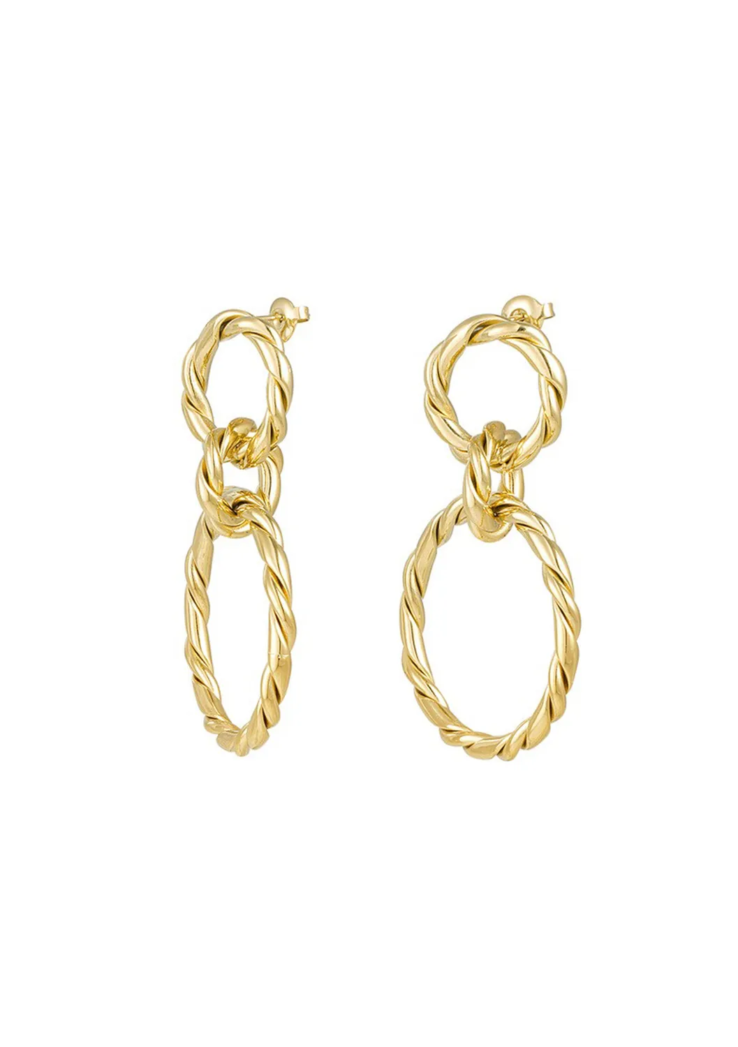 LOVEDRUNKY Link Twist oorbellen goud schakel
