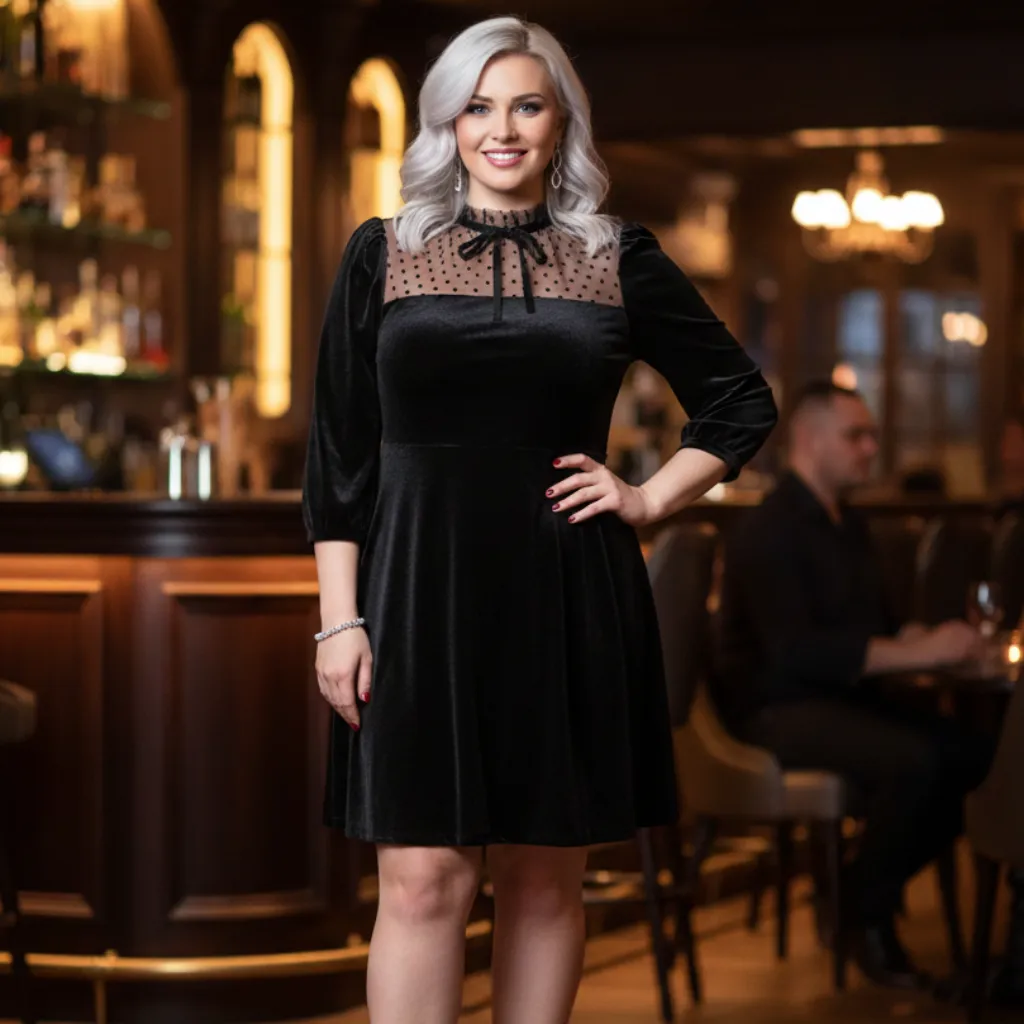 Tatyana Penelope Mini Dress jurk zwart fluweel tule