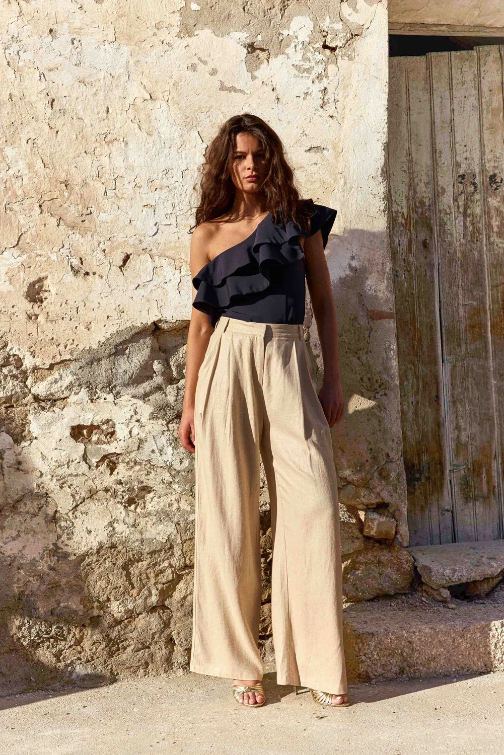 La Petite Etoile Timel top asymétrique marine one-shoulder