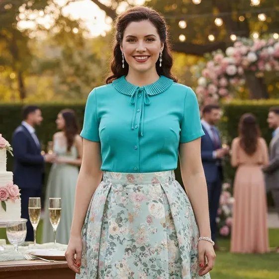 Tatyana Ingrid blouse summer teal polyester boothals