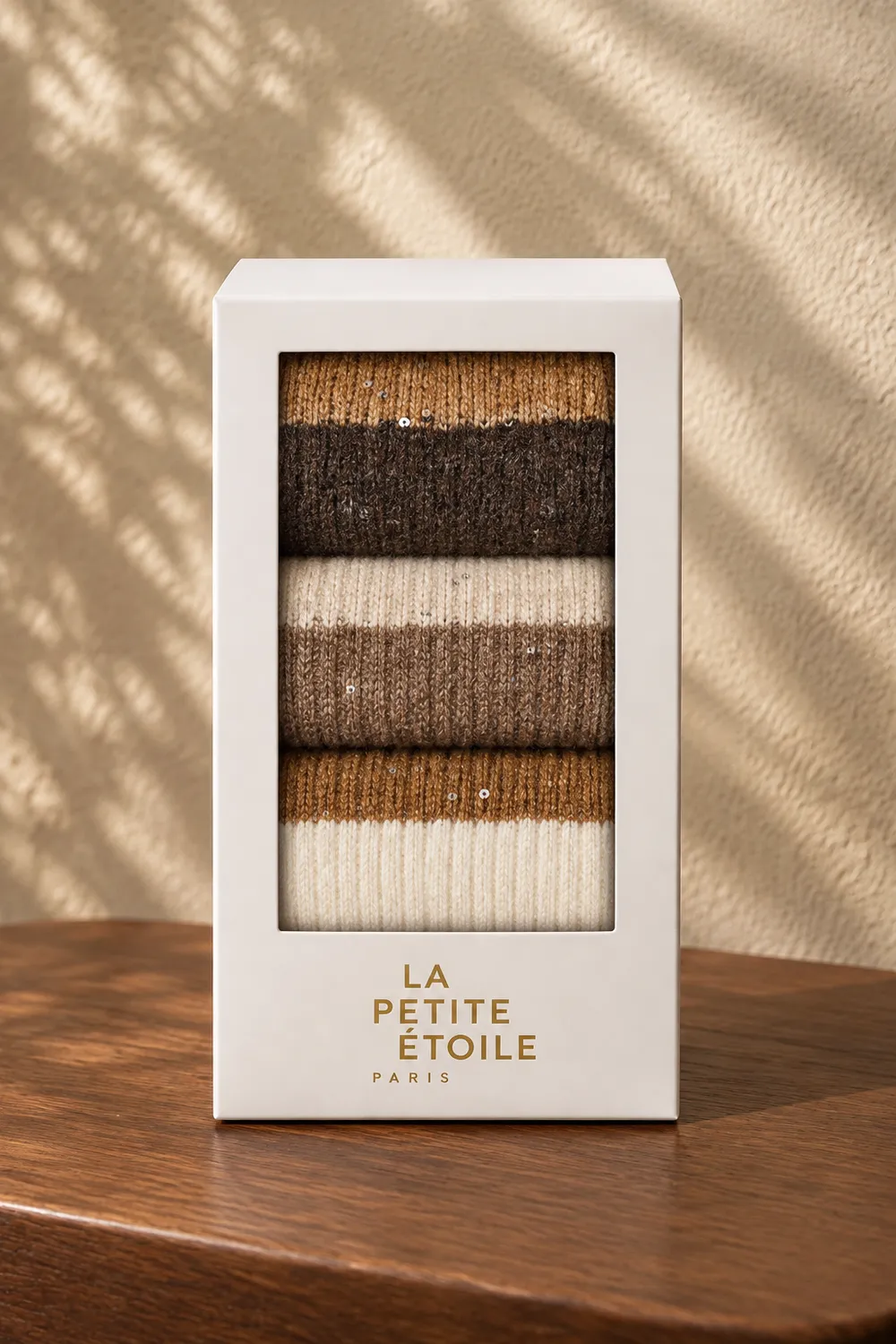 La Petite Etoile Adam sokken ecru beige bruin 3-pack