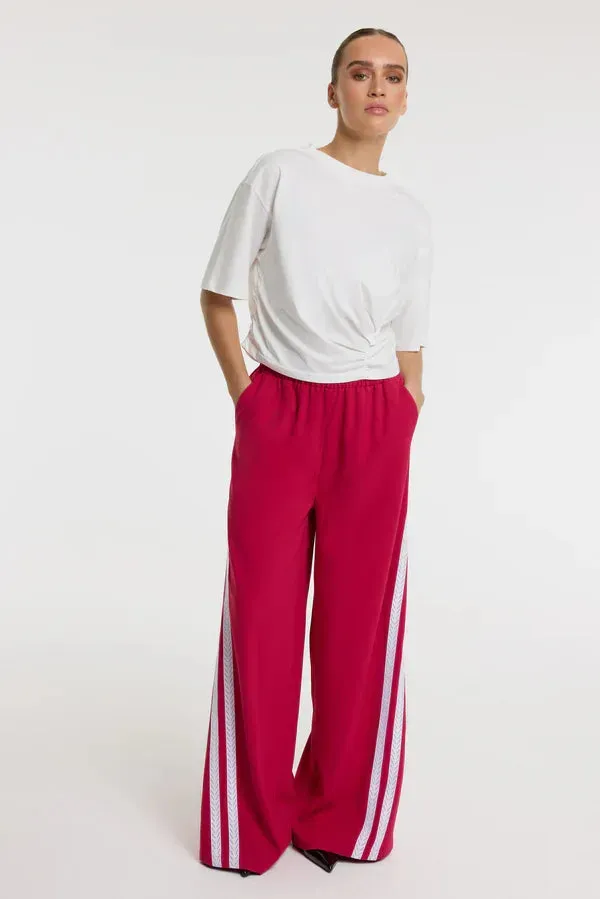 Amiek Pants Dolce raspberry broek roze wijd gestreept