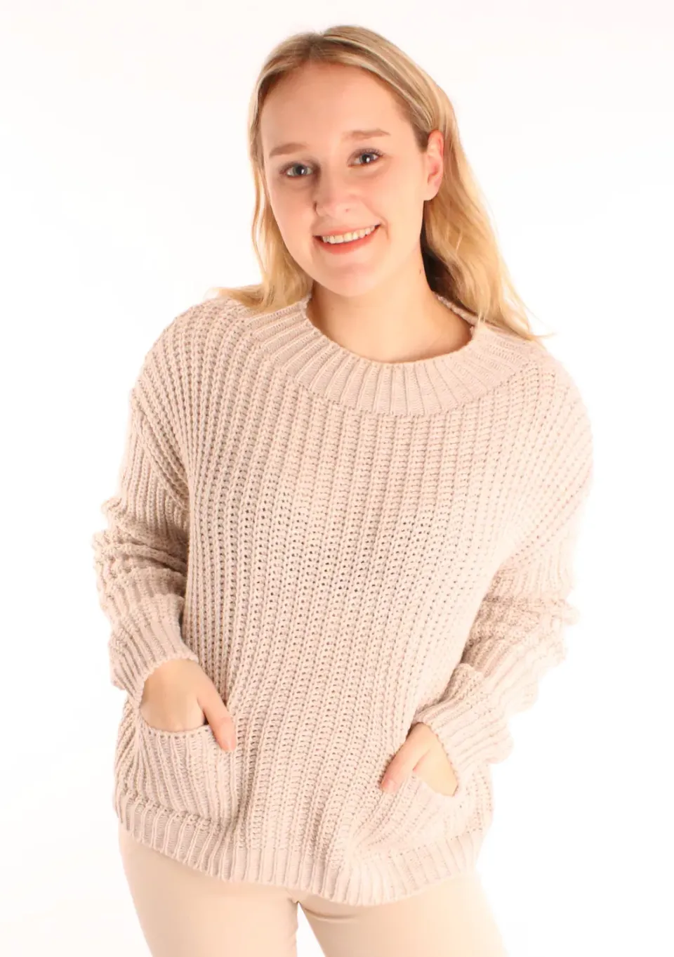 LOVEDRUNKY Pockets Trui ecru oversized