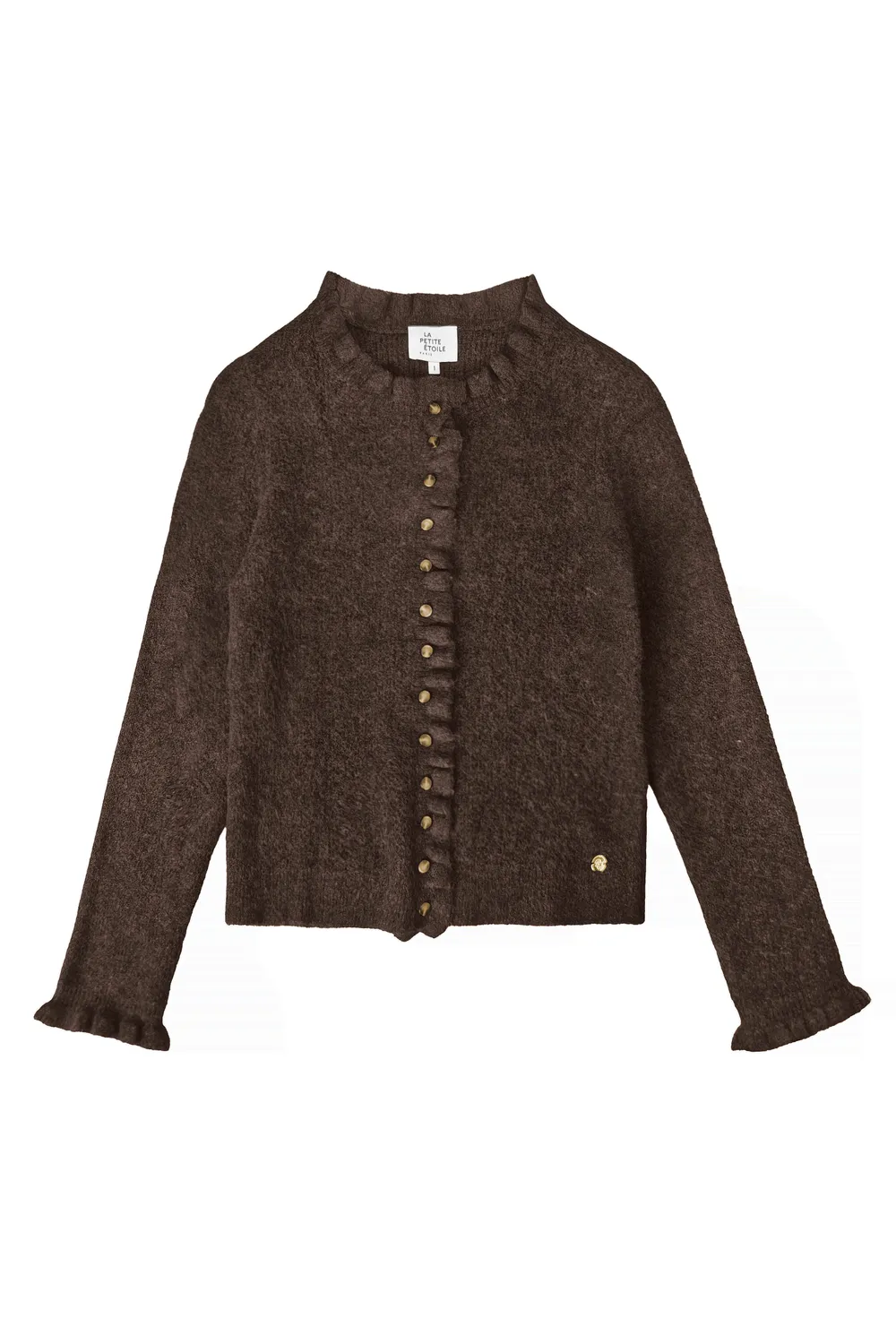 La Petite Etoile Mudya vest bruin honingraat volant