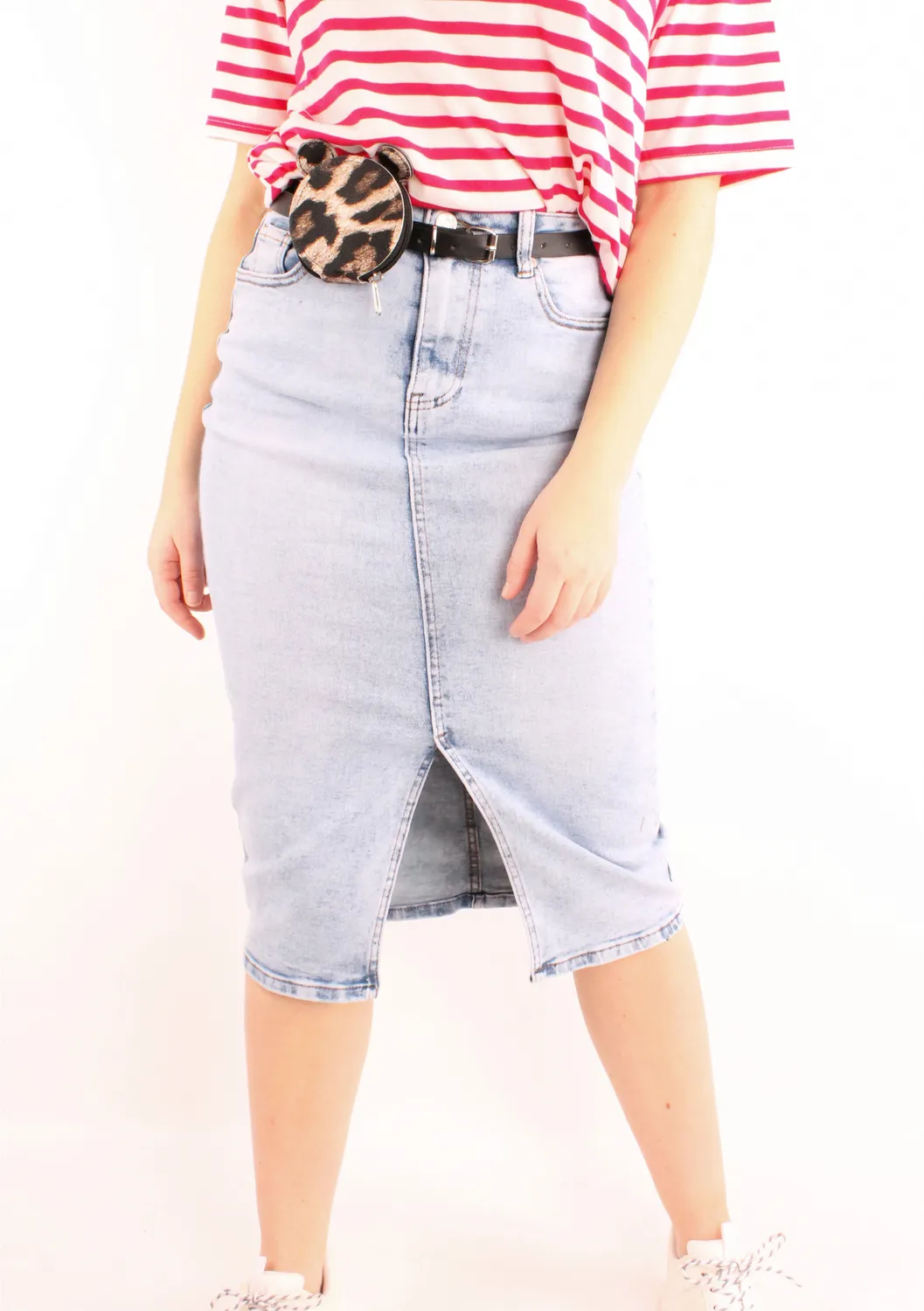 LOVEDRUNKY Midi spijkerrok blauw denim stretch