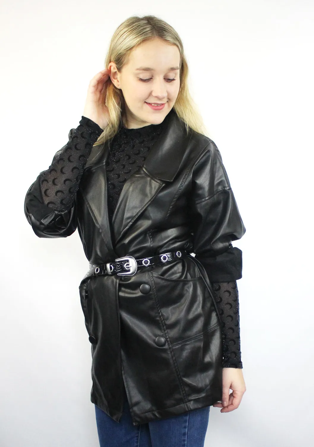LOVEDRUNKY Leather Jacket jas zwart oversized