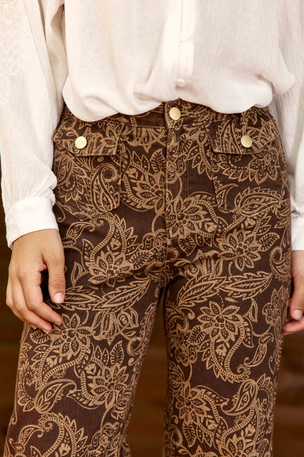 La Petite Etoile Peyton broek flare bruin paisley