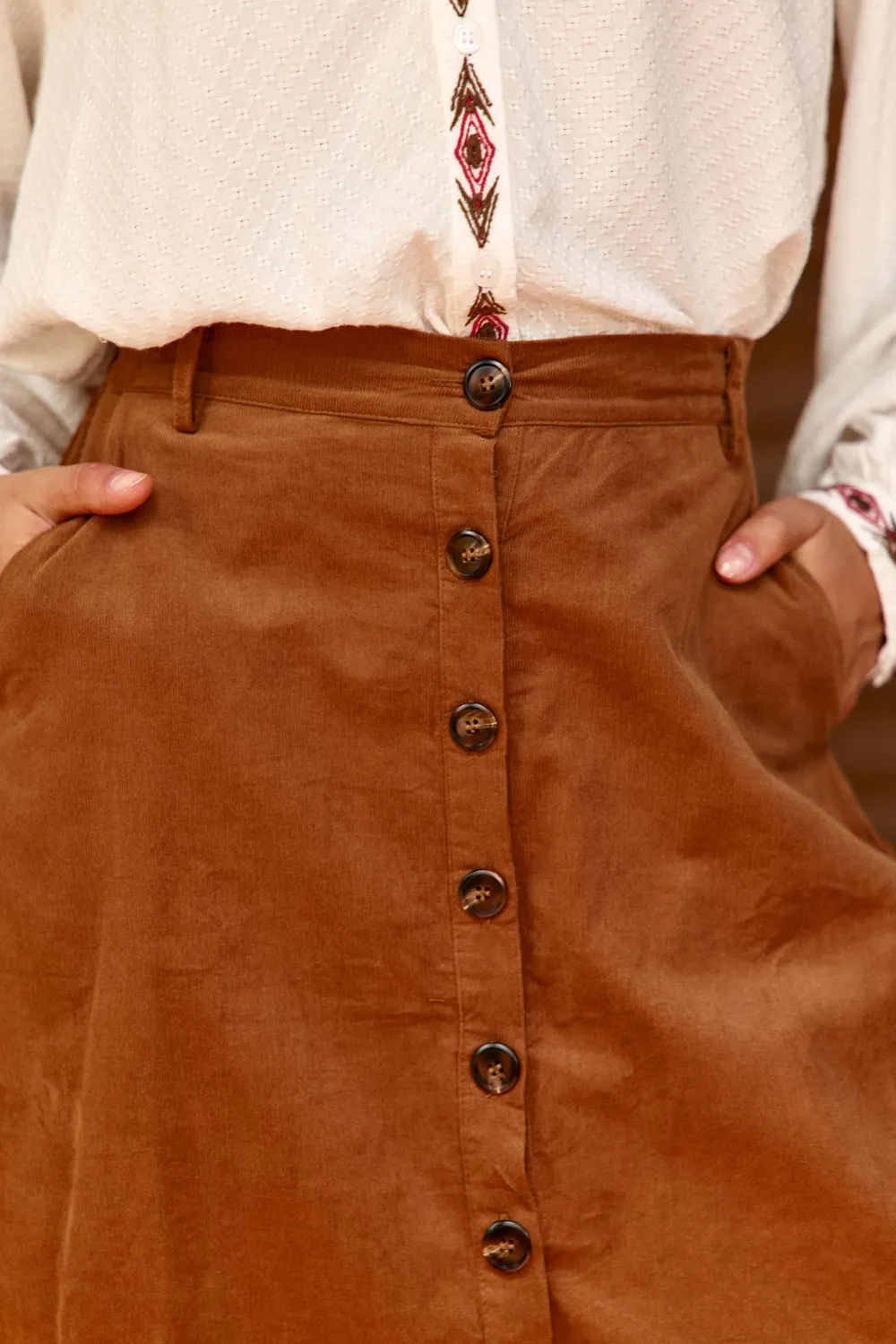 La Petite Etoile Jael ribfluwelen rok hazel