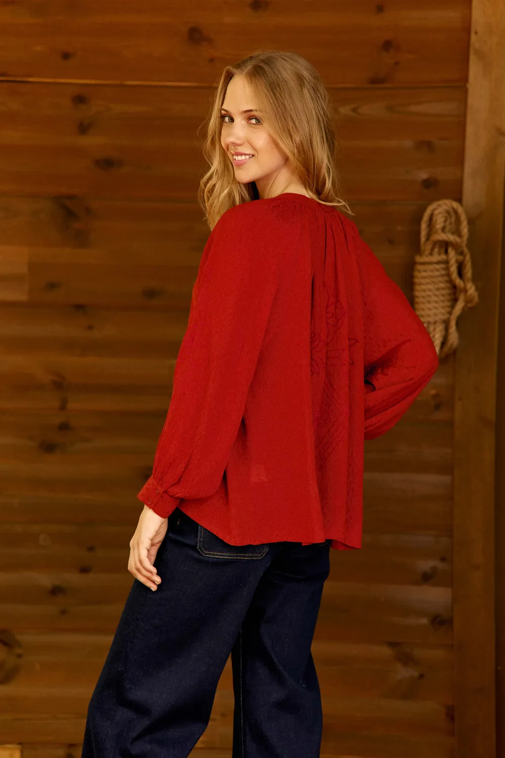 La Petite Etoile Bexley blouse baksteen wijd