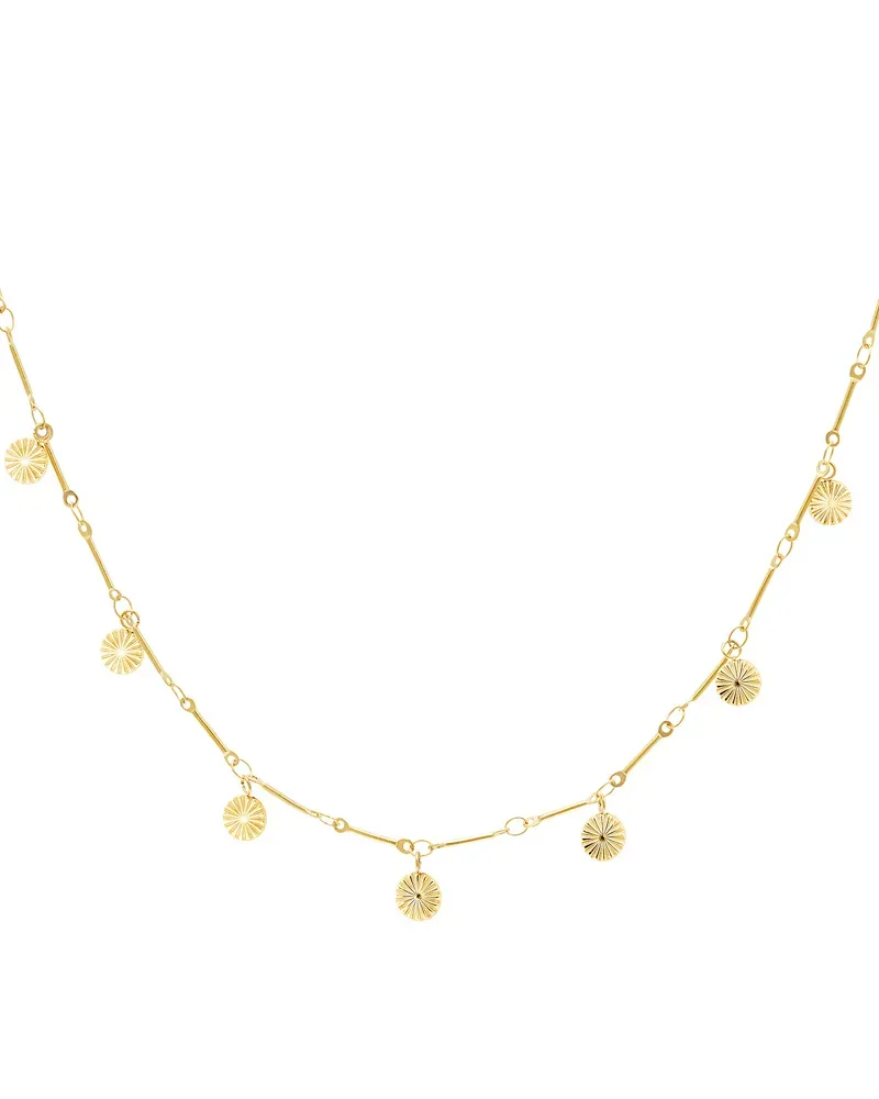 LOVEDRUNKY Flower Coin ketting goud 41 cm bloem