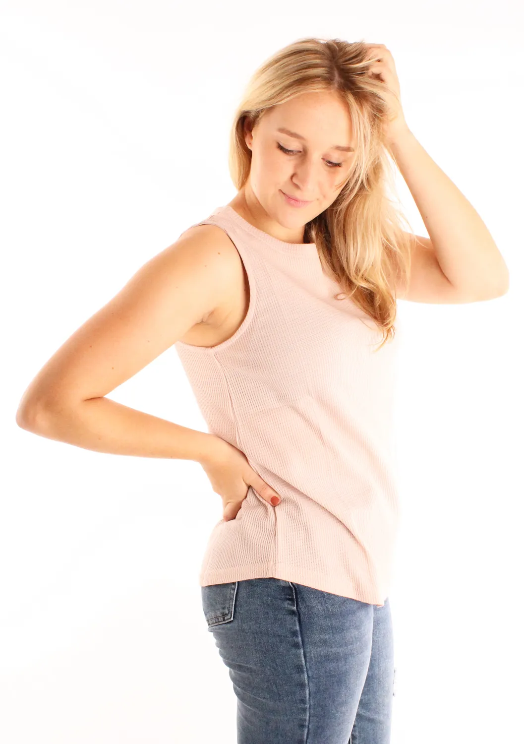 LOVEDRUNKY Structuur top roze mouwloos basic