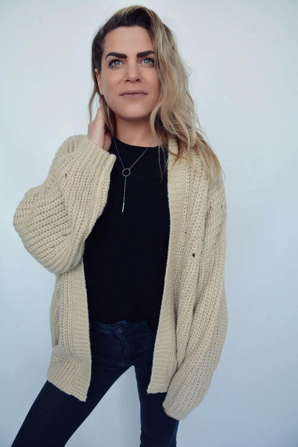 LOVEDRUNKY Knit Cardigan vest beige one size dik gebreid