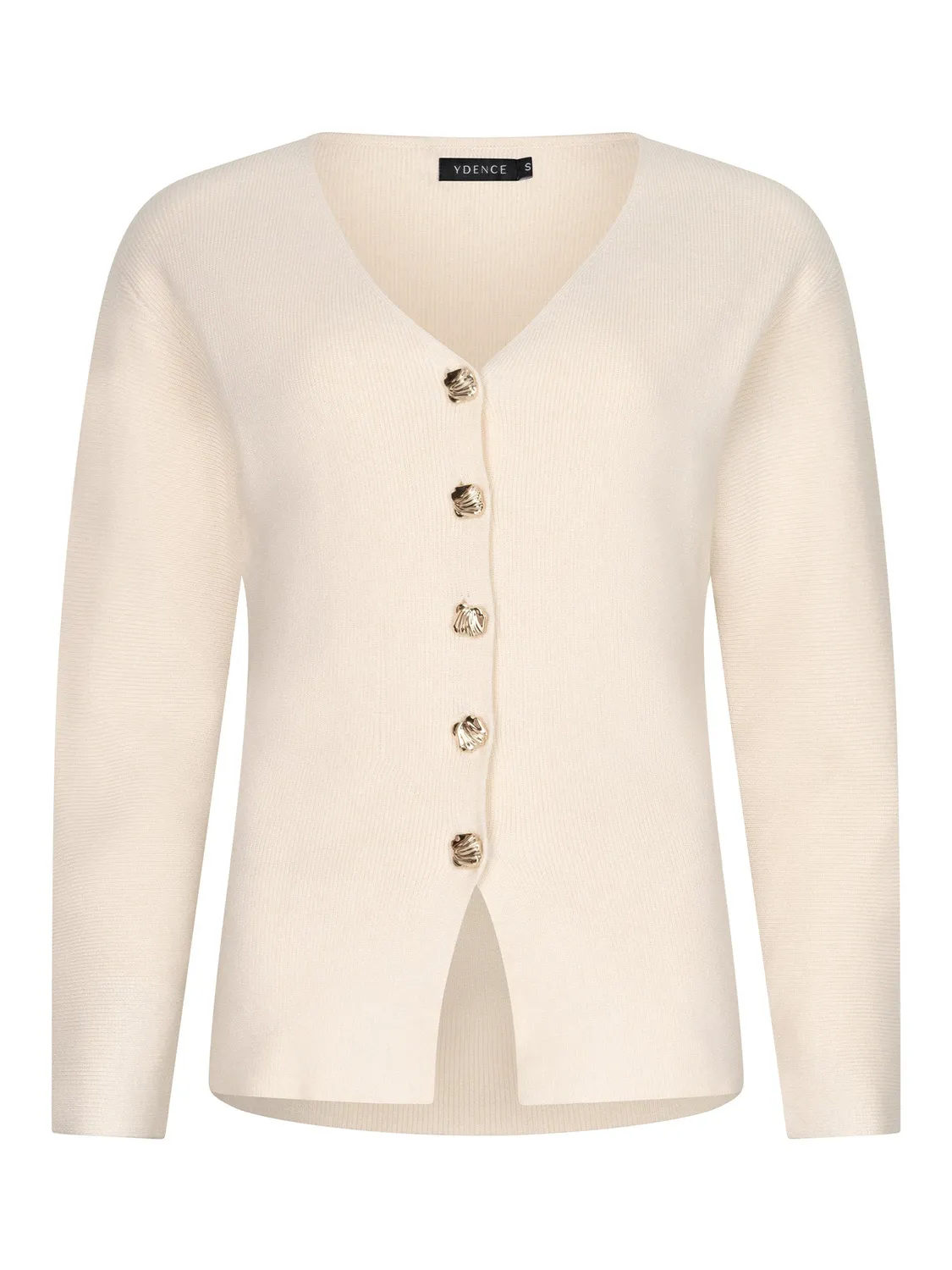 Amiek Daisy gebreide top V-hals ecru goudknopen