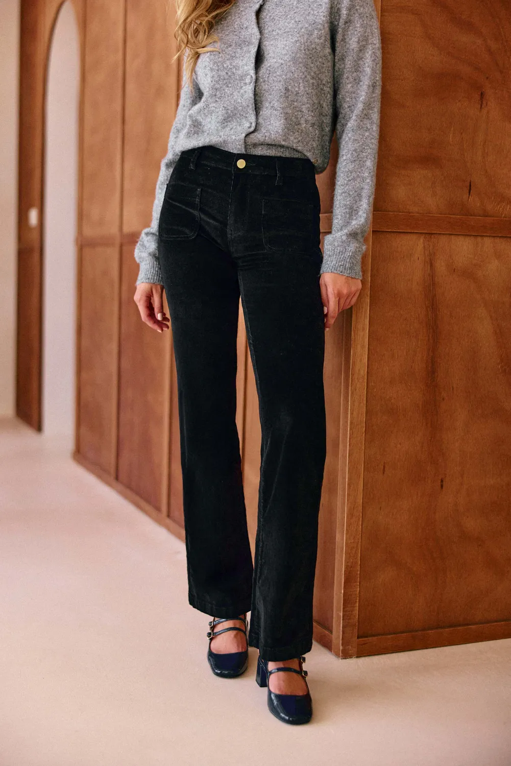 La Petite Etoile Sonny flare broek velours zwart