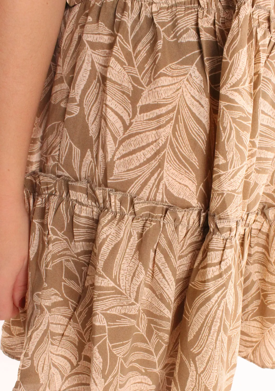 LOVEDRUNKY Jungle zomerjurk bruin A-lijn strikbandjes